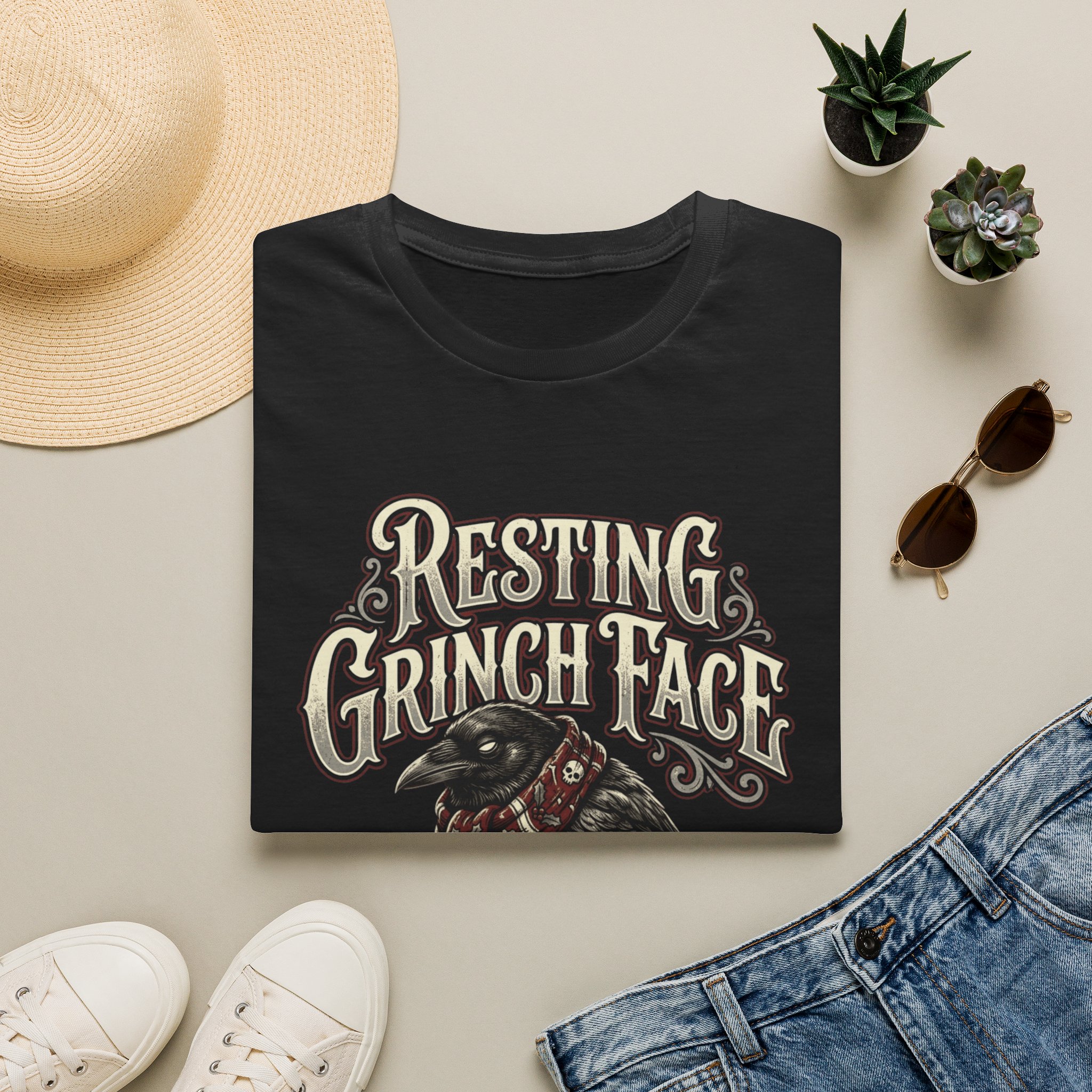 Resting Grinch Face Tee — Funny Christmas Holiday T-Shirt - Image 2