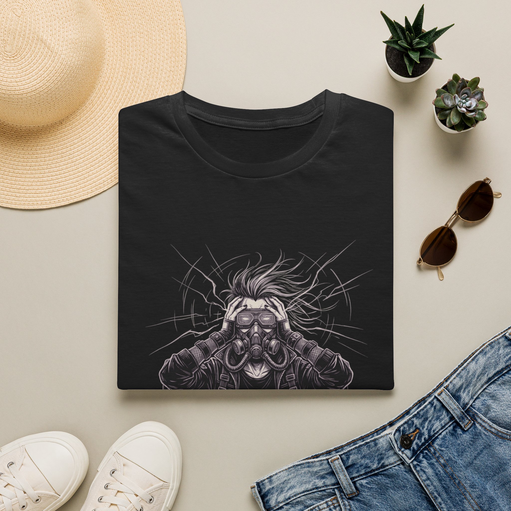 T-Shirt — Dark Surrealist Masked Figure Graphic Tee - Image 2