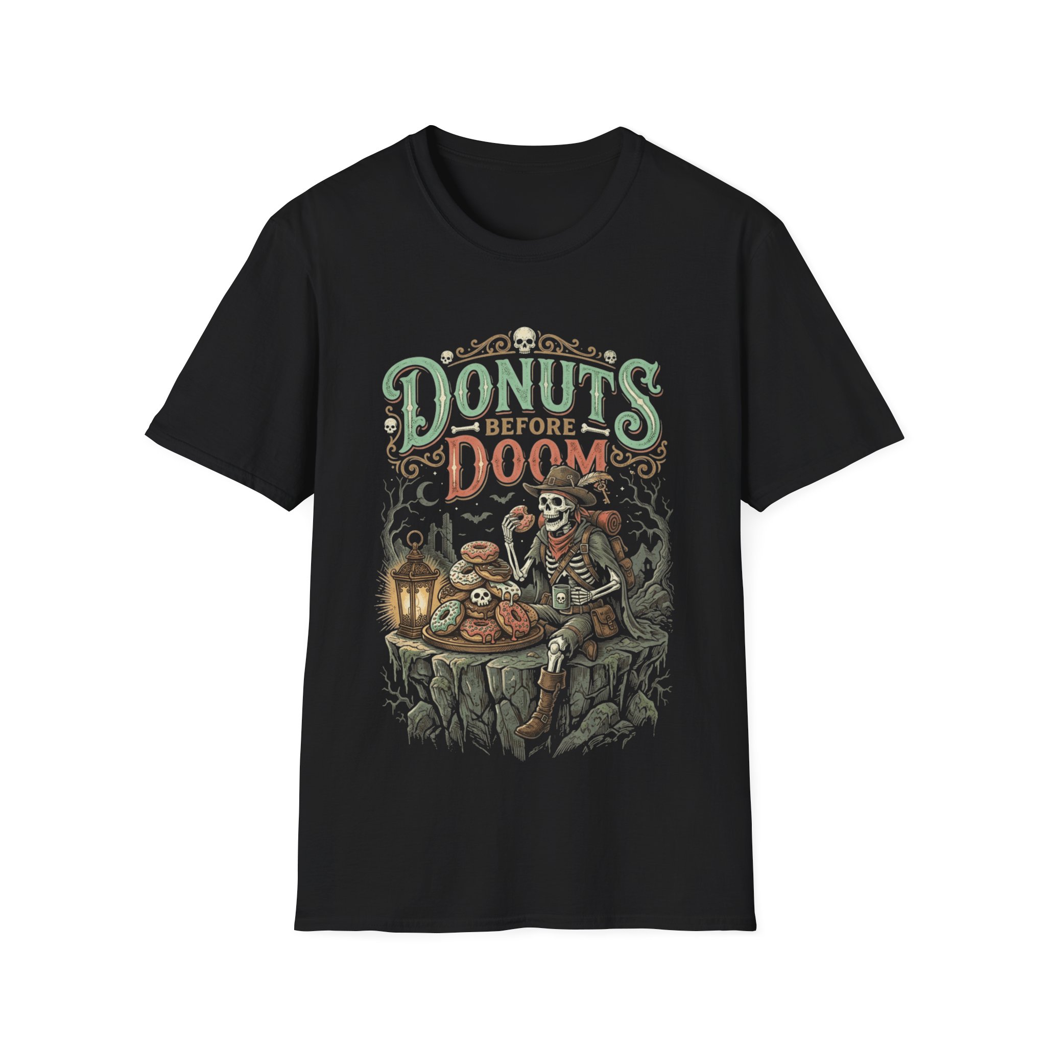 Donuts Before Doom T-Shirt — Funny Skull & Skeleton Baker Tee - Image 5