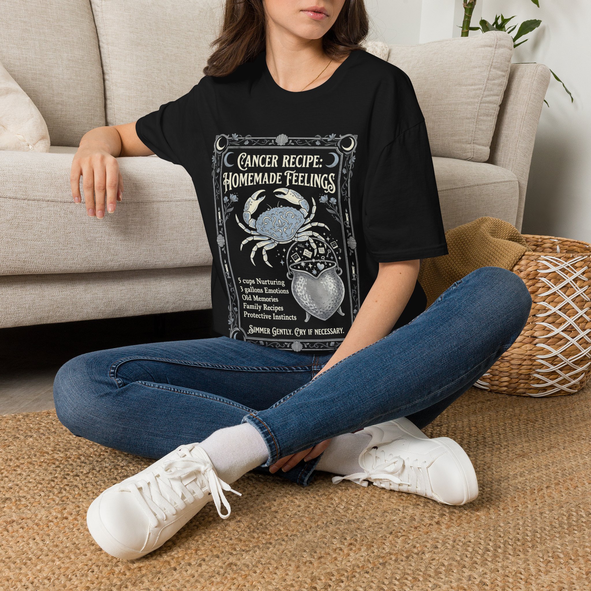 Cancer Zodiac T-Shirt — “Cancer Recipe: Homemade Feelings” Horoscope Tee
