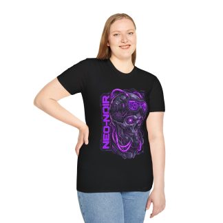 Neon Noir Skull Tee — Cyberpunk VR Helmet Graphic T-Shirt
