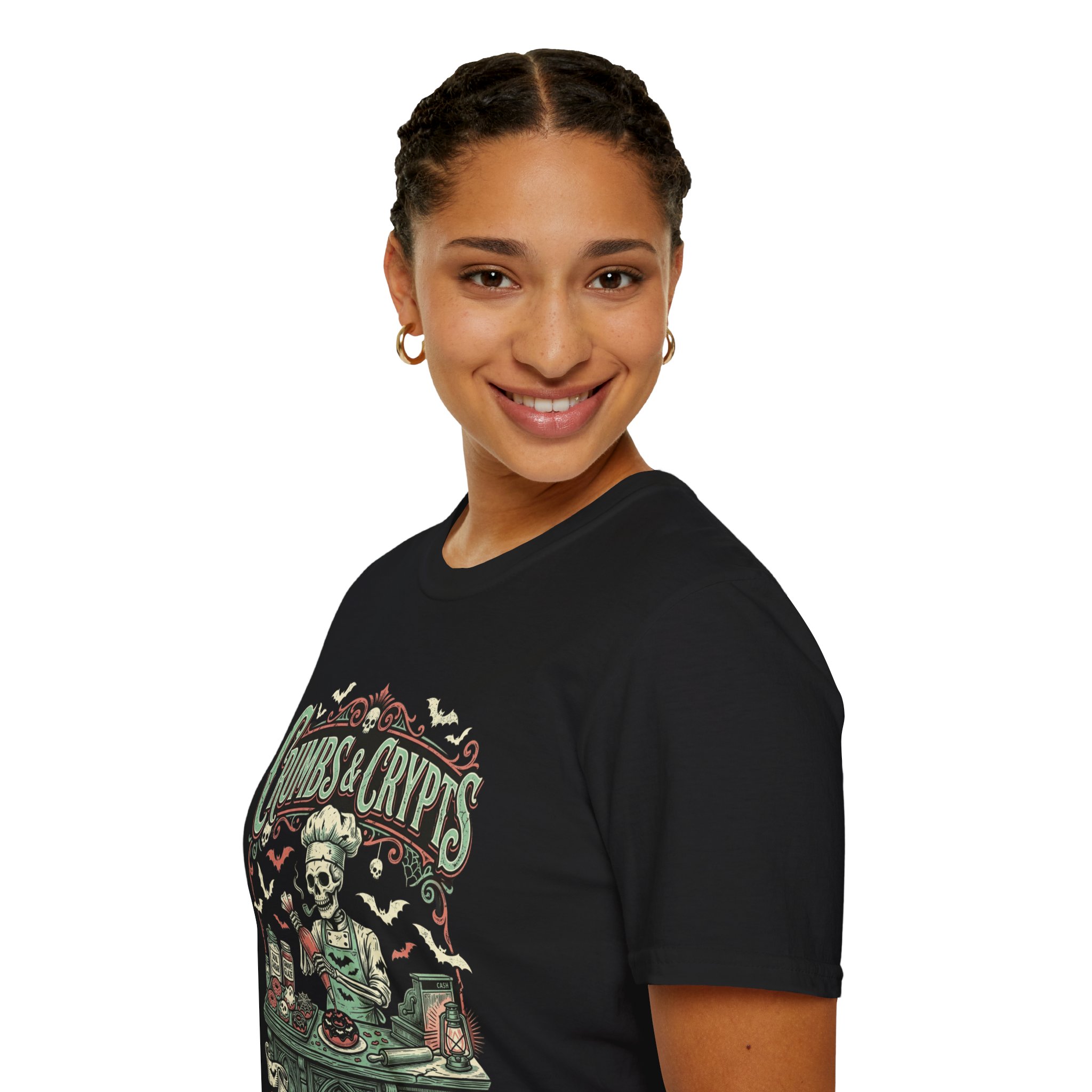 Crumbs & Crypts Skeleton Baker T-Shirt — Gothic Halloween Baking Tee - Image 11