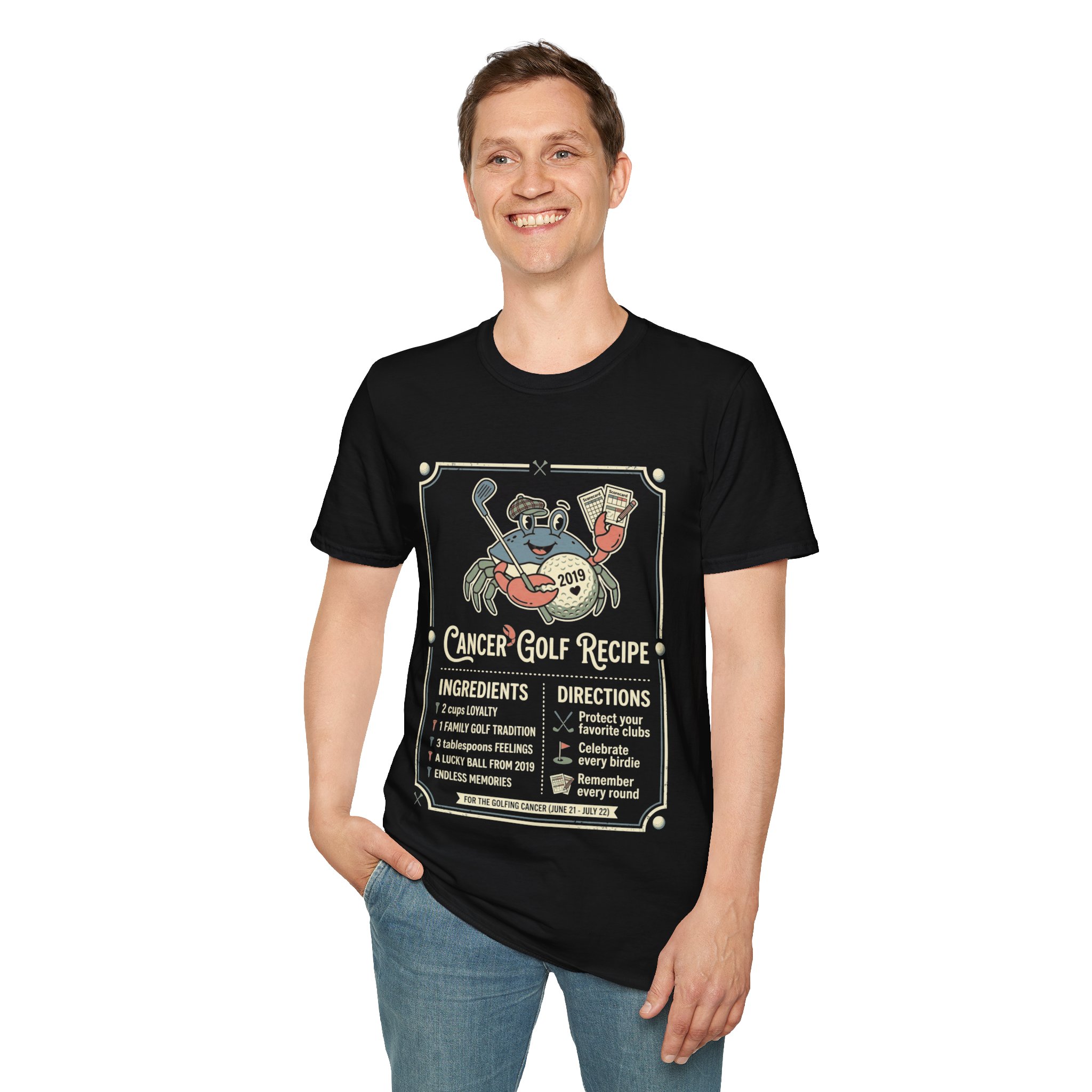 T-Shirt — Cancer Golf Recipe Graphic Tee (2019 Crab Mascot) - Image 9