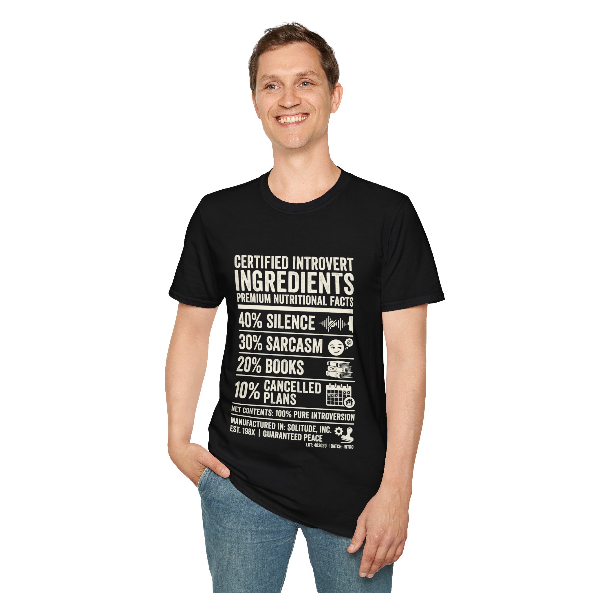 Certified Introvert Ingredients T-Shirt — 40% Silence, 30% Sarcasm Graphic Tee - Image 9