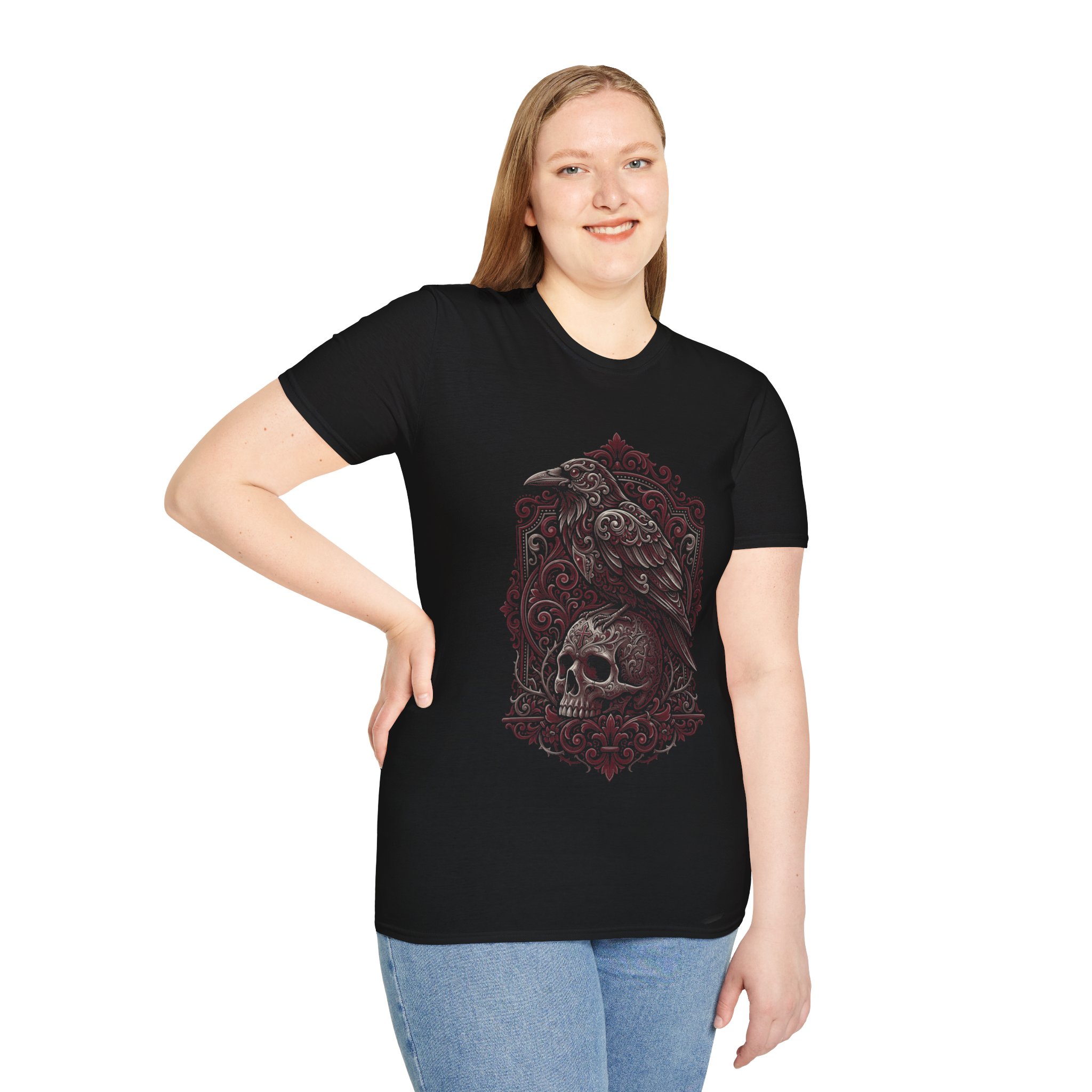 Raven & Skull Gothic T-Shirt — Dark Victorian Raven Graphic Tee