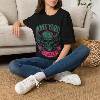 Bone Yard Skull Baseball T-Shirt — "Bone Yard Sluggers"