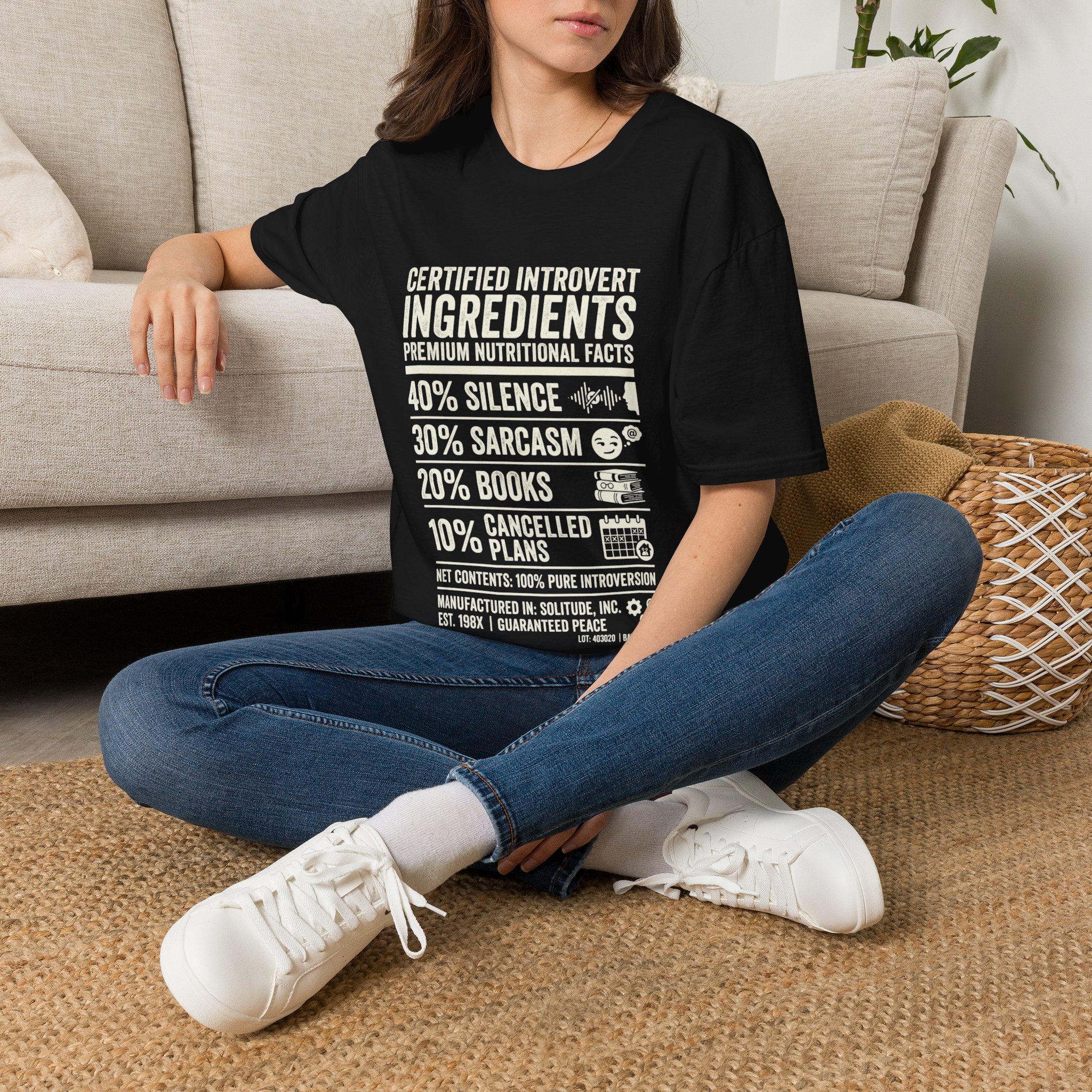 Certified Introvert Ingredients T-Shirt — 40% Silence, 30% Sarcasm Graphic Tee
