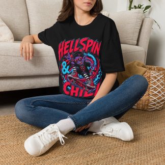 Hellspin & Chill Graphic Tee — Retro Horror Skateboard Shirt