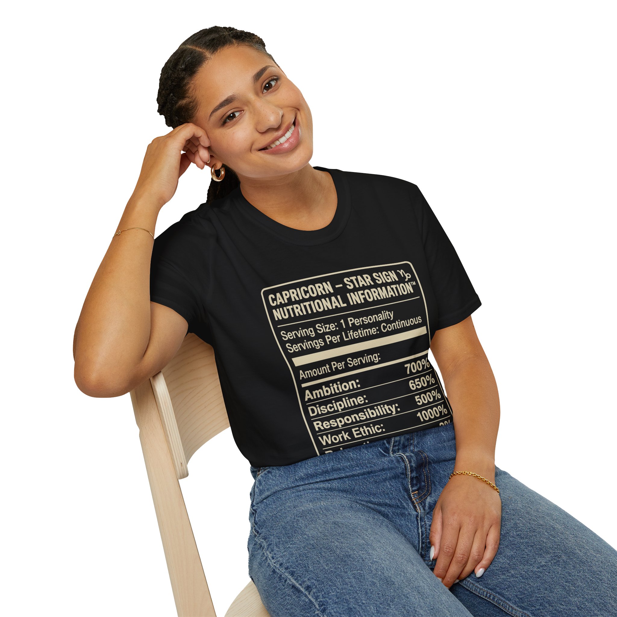 Capricorn Nutritional Info T-Shirt — Funny Zodiac Star Sign Tee - Image 12