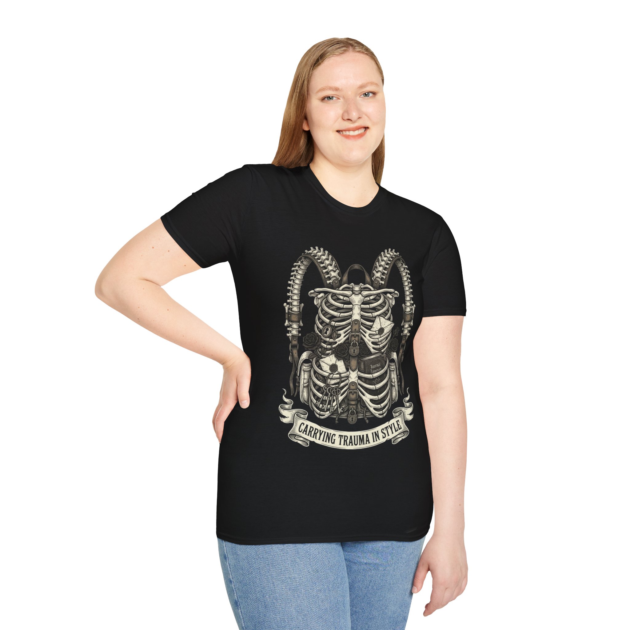 Skeleton Torso Tee — Grunge 'Carrying Trauma in Style' Gothic Ribcage - Image 7