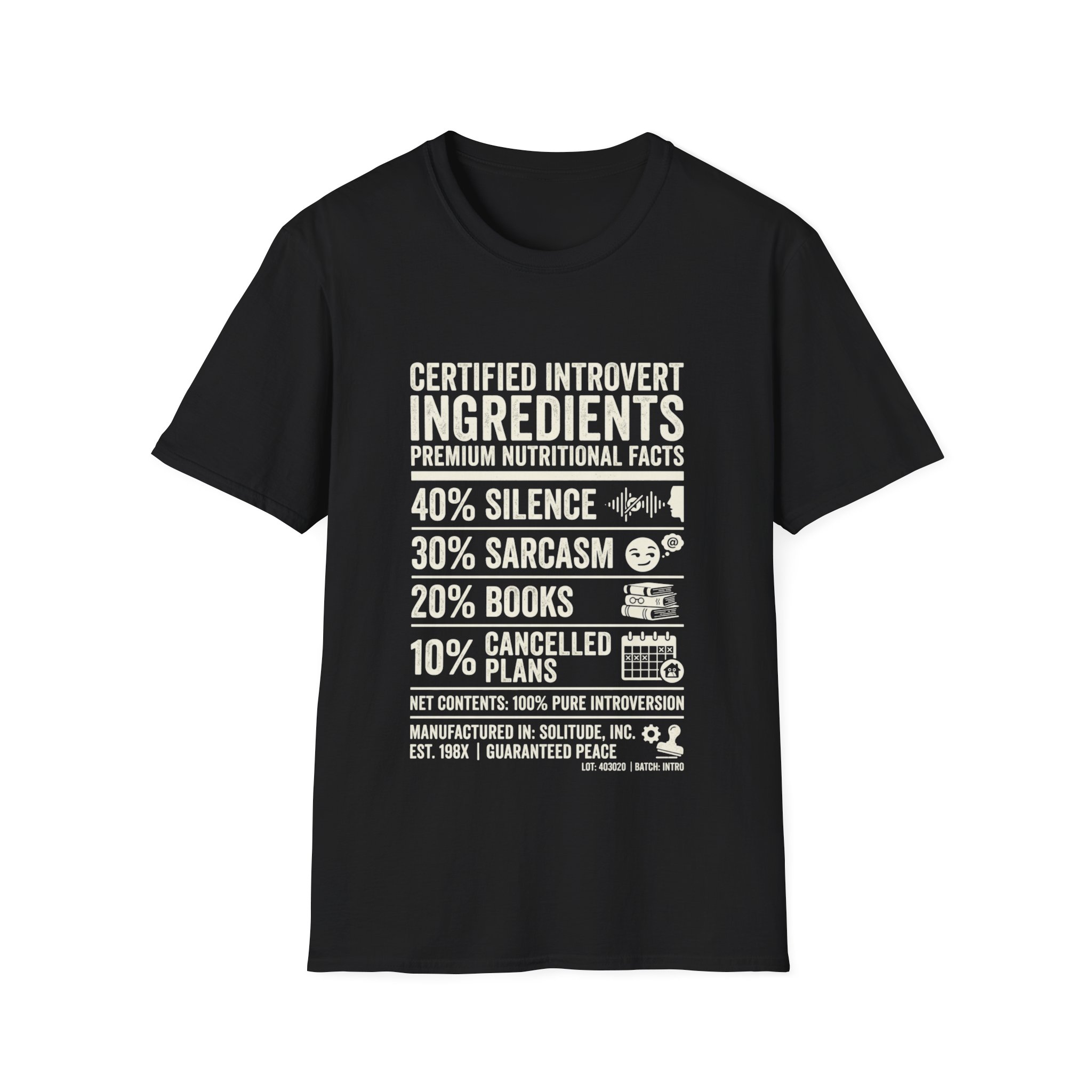 Certified Introvert Ingredients T-Shirt — 40% Silence, 30% Sarcasm Graphic Tee - Image 3