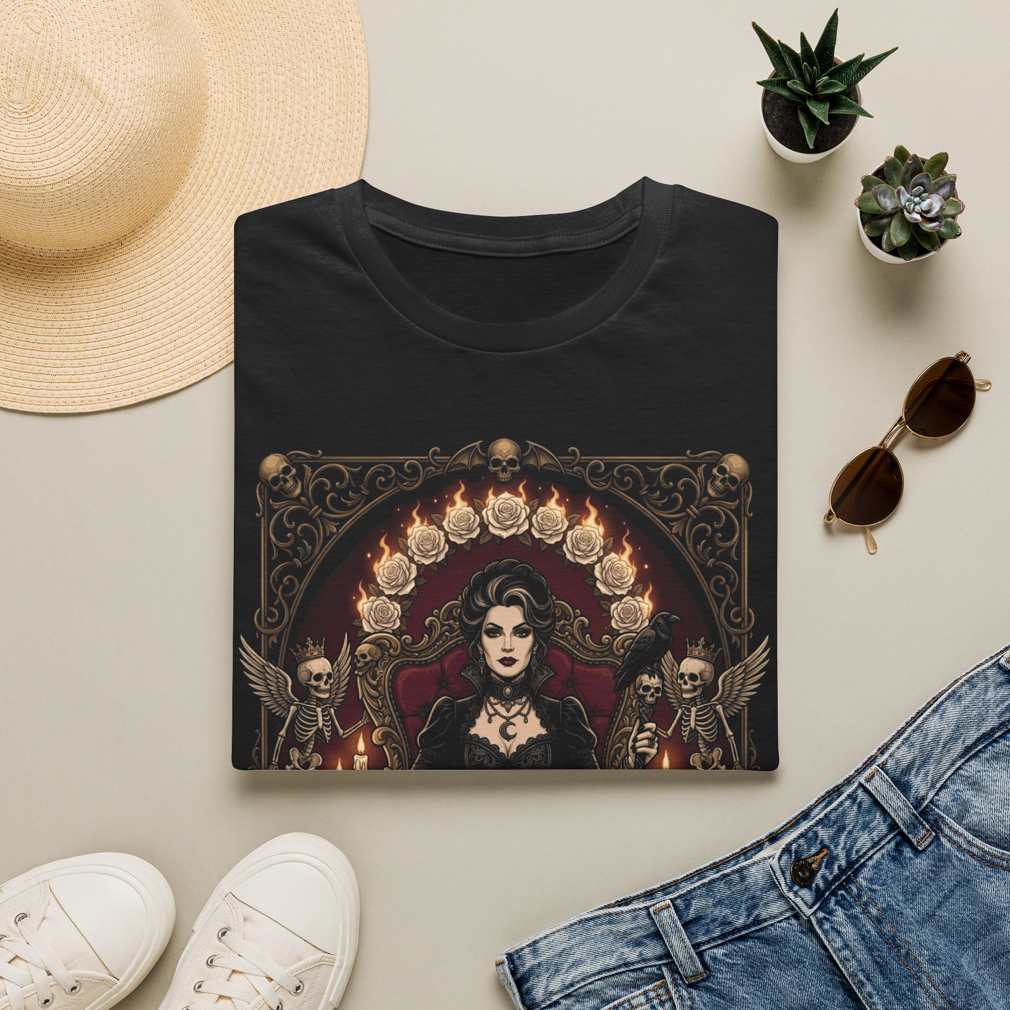 Gothic Queen T-Shirt — "My Wounds Don’t Scare Me" Dark Victorian Skull Tee - Image 3