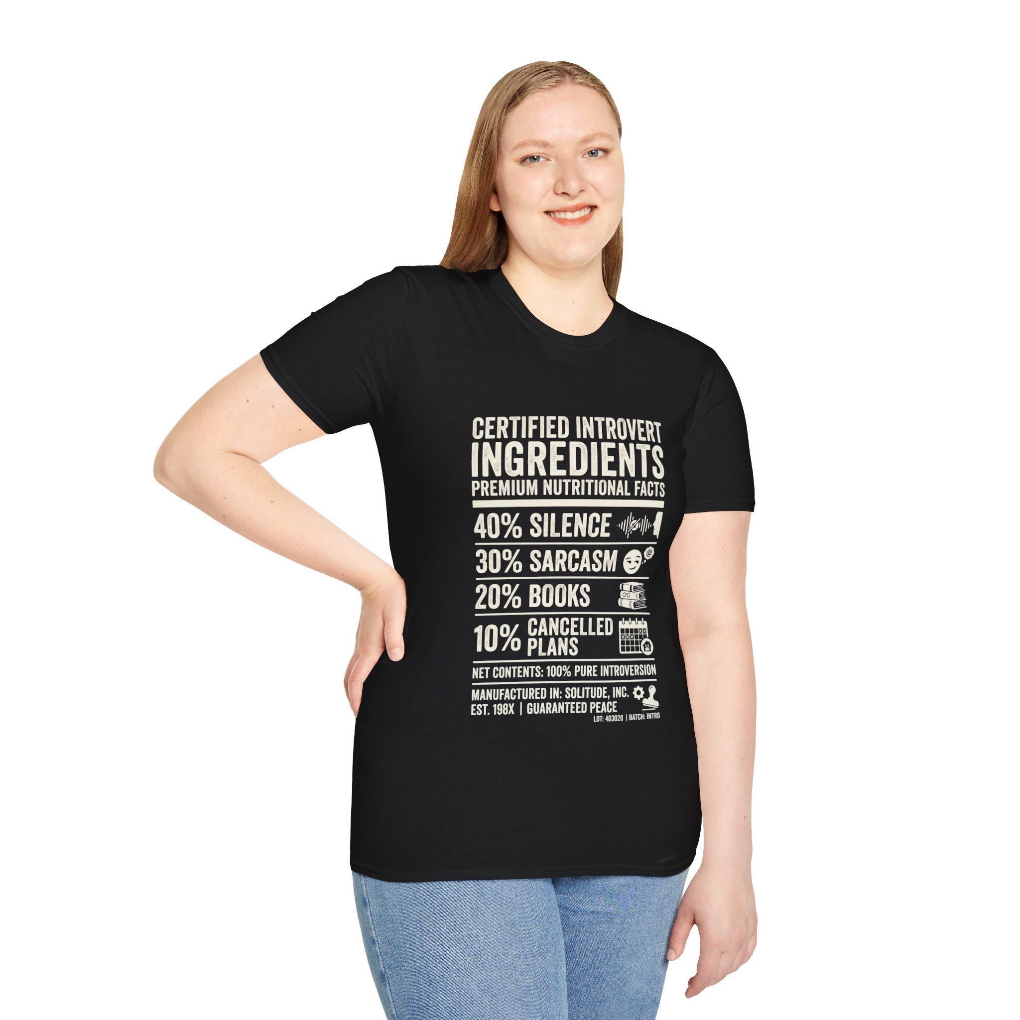 Certified Introvert Ingredients T-Shirt — 40% Silence, 30% Sarcasm Graphic Tee - Image 7
