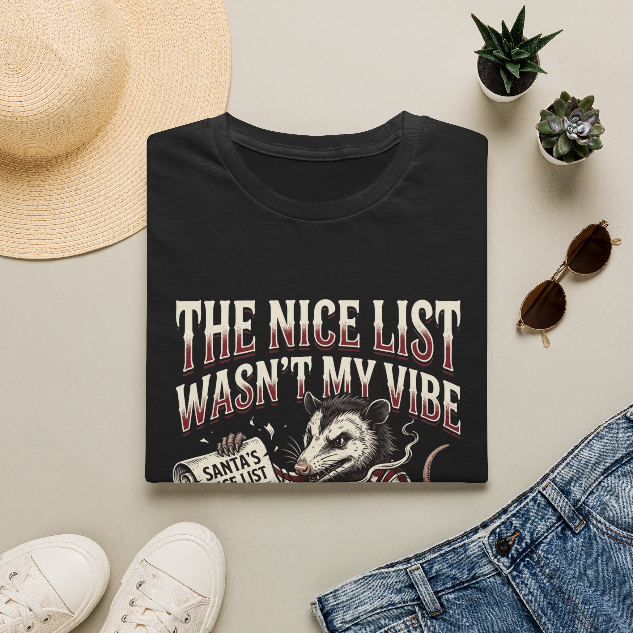 Vintage Christmas Tee — “The Nice List Wasn't My Vibe” Possum Holiday Shirt - Image 2