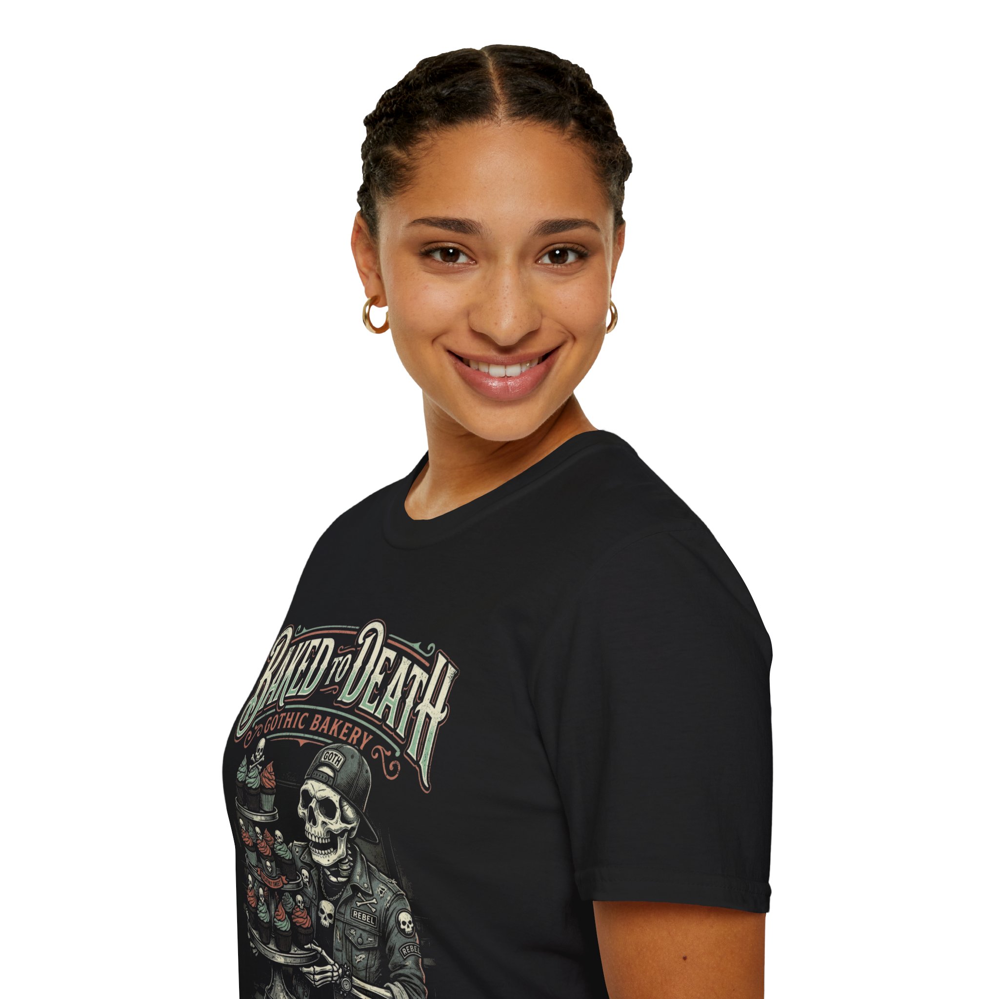 Baked to Death Gothic Bakery T-Shirt — Skull Pastry Chef Vintage Halloween Tee - Image 11