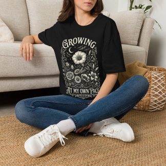 Growing At My Own Pace T-Shirt — Floral Moon Self-Growth Tee