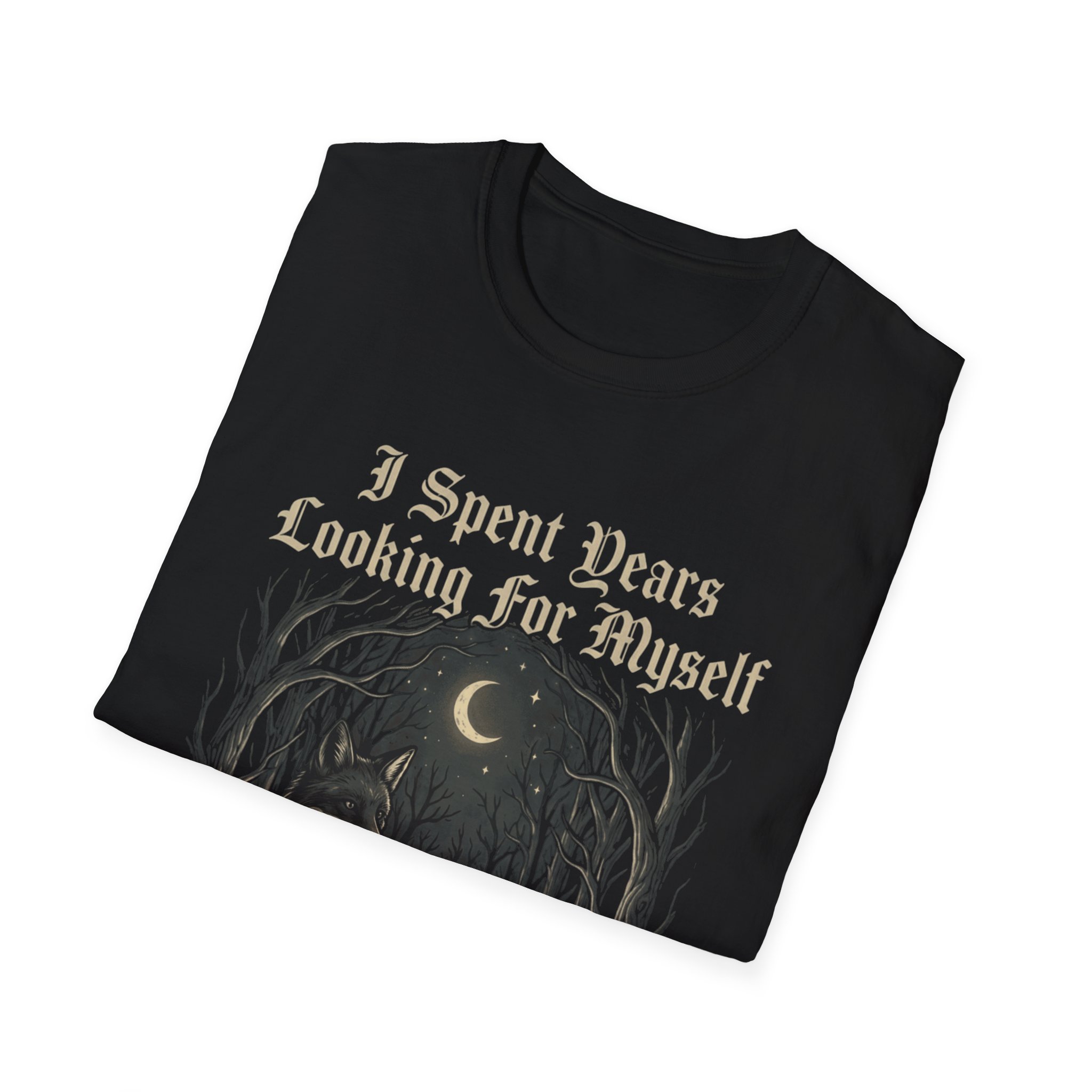 "I Spent Years Looking For Myself" Wolf Moon Retro Gothic Tee - Image 6