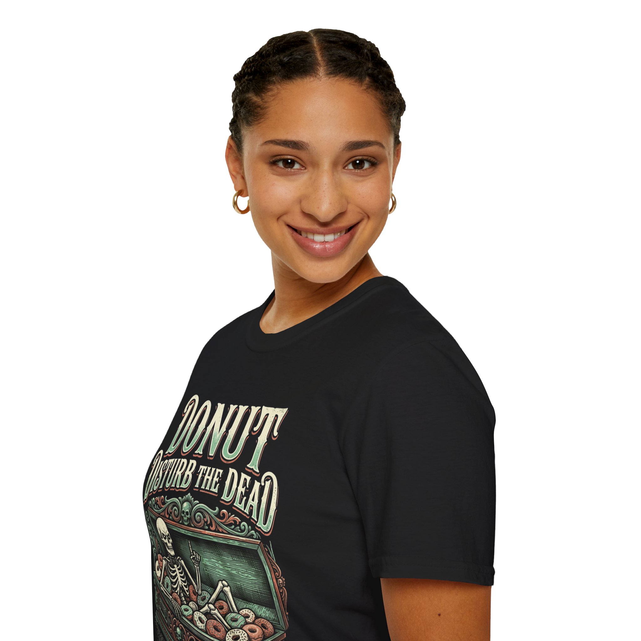 Donut Disturb The Dead T-Shirt — Funny Halloween Skeleton Donut Tee - Image 11