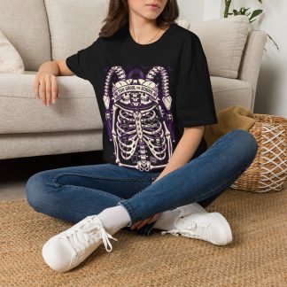 Too Ghoul for School Skeleton Tee — Halloween Skull Ribcage