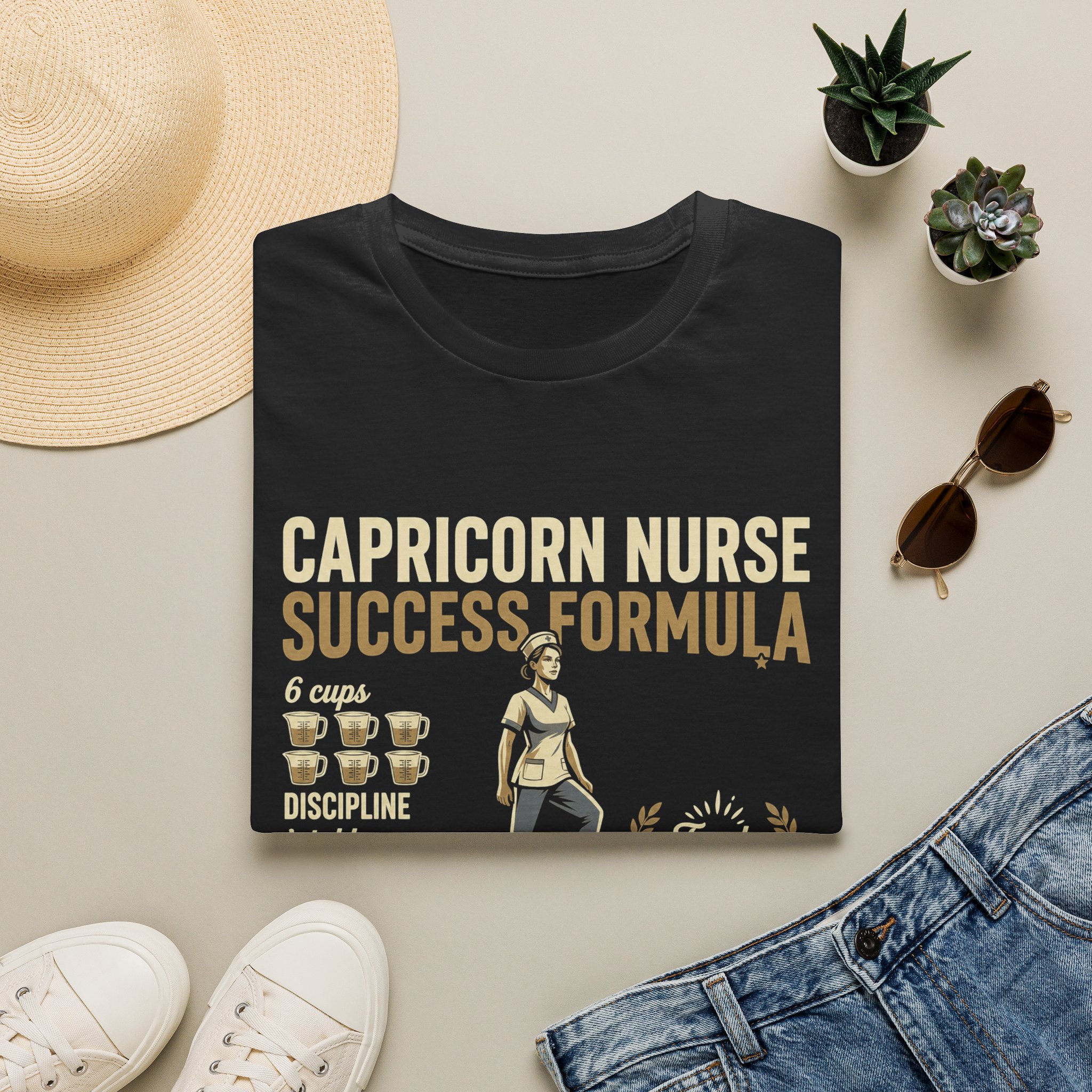Capricorn Nurse Success Formula T-Shirt — Zodiac Nurse Gift - Image 3