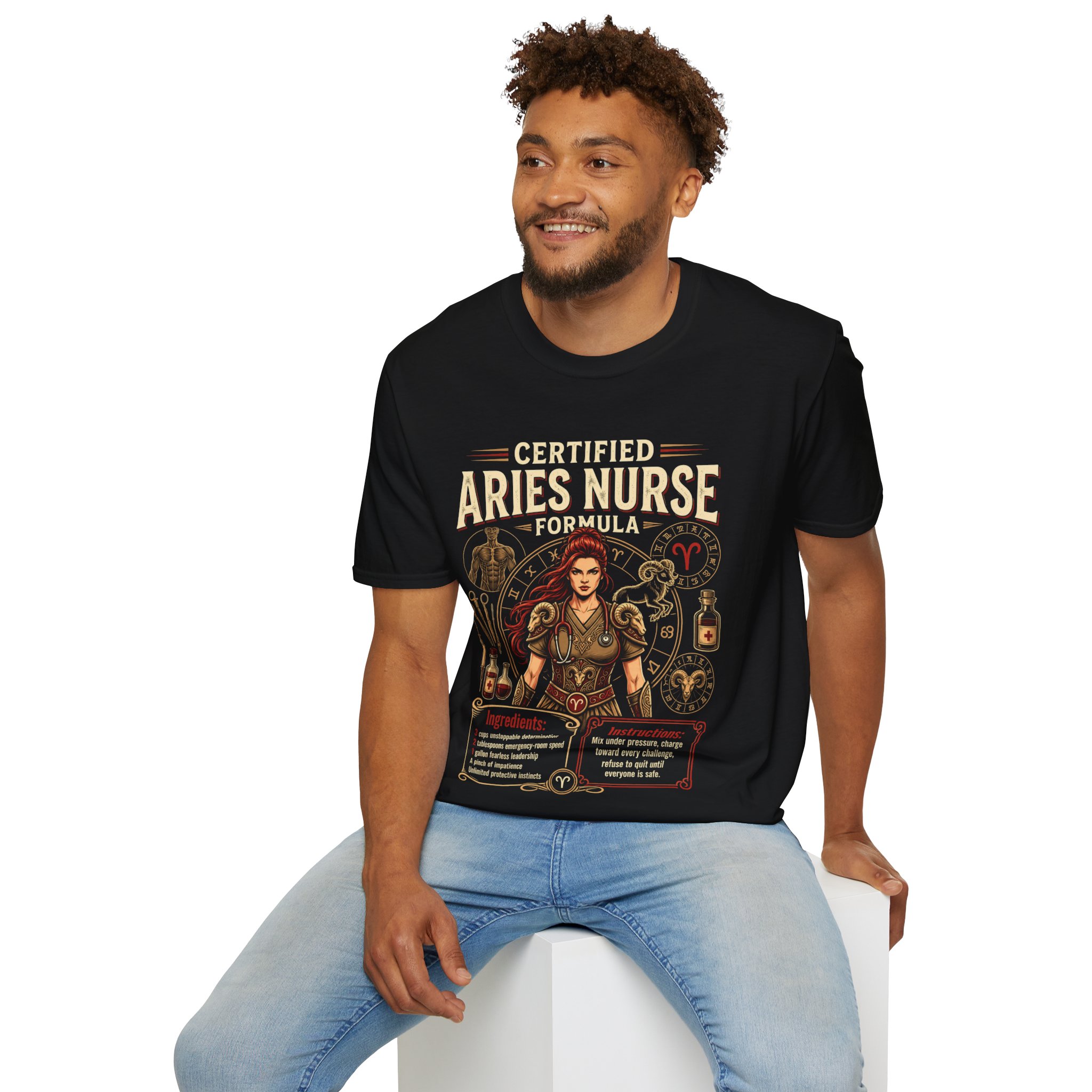 Certified Aries Nurse T-Shirt — Zodiac Nurse Astrology Gift - Image 14