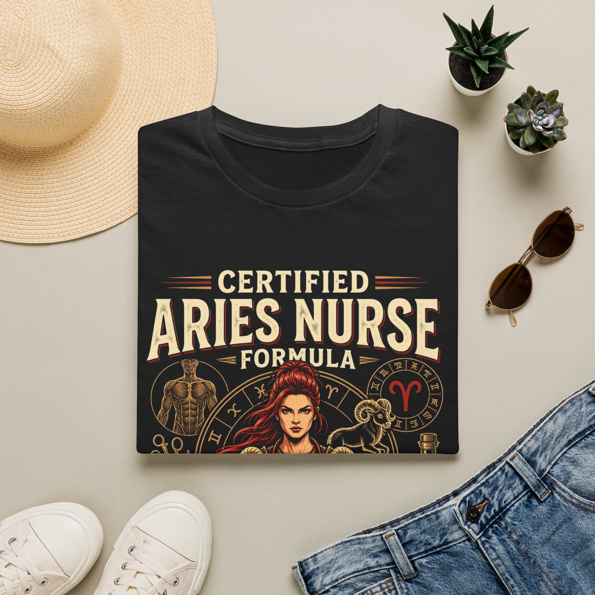Certified Aries Nurse T-Shirt — Zodiac Nurse Astrology Gift - Image 3