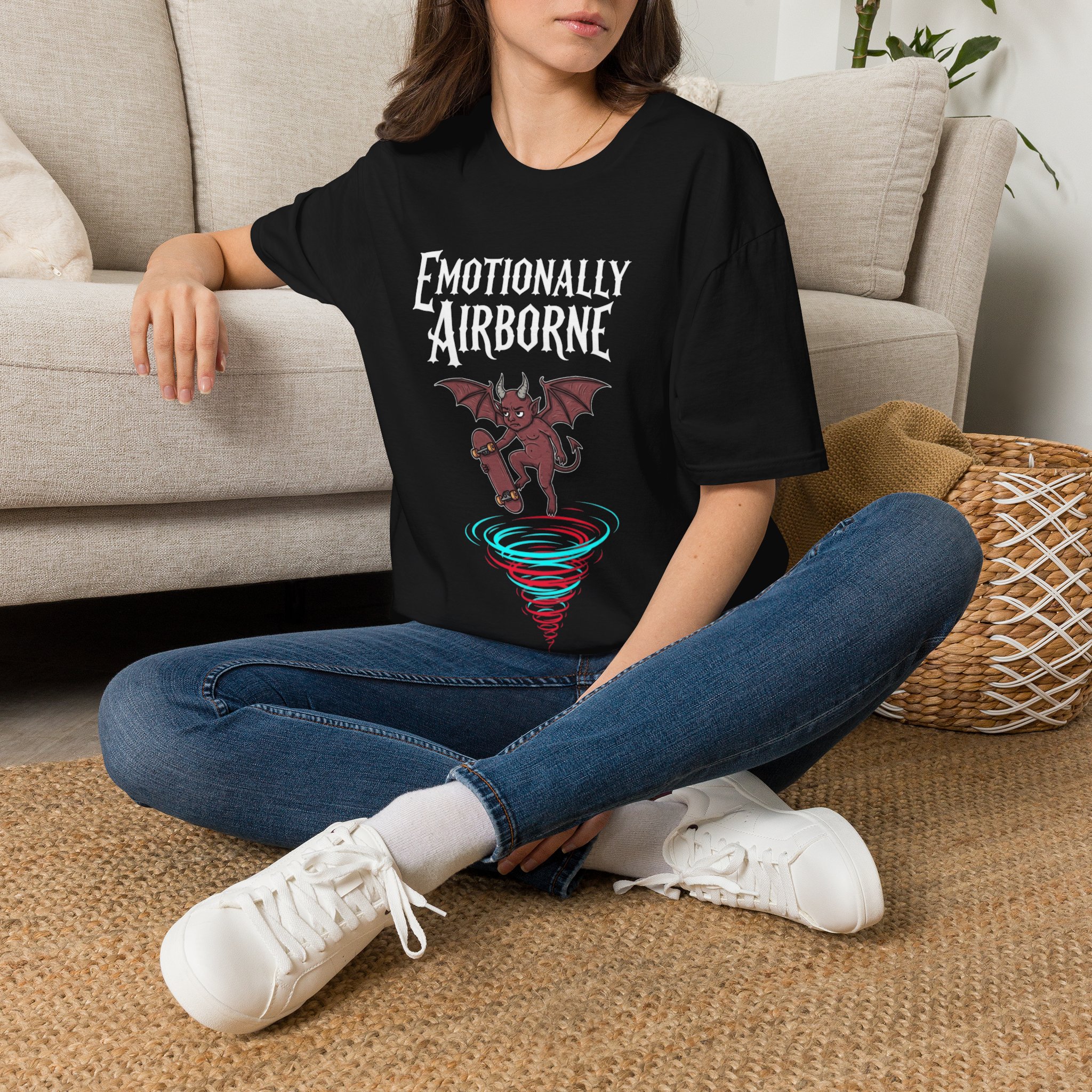 Emotionally Airborne T-Shirt — Funny Goth Bat Graphic Tee