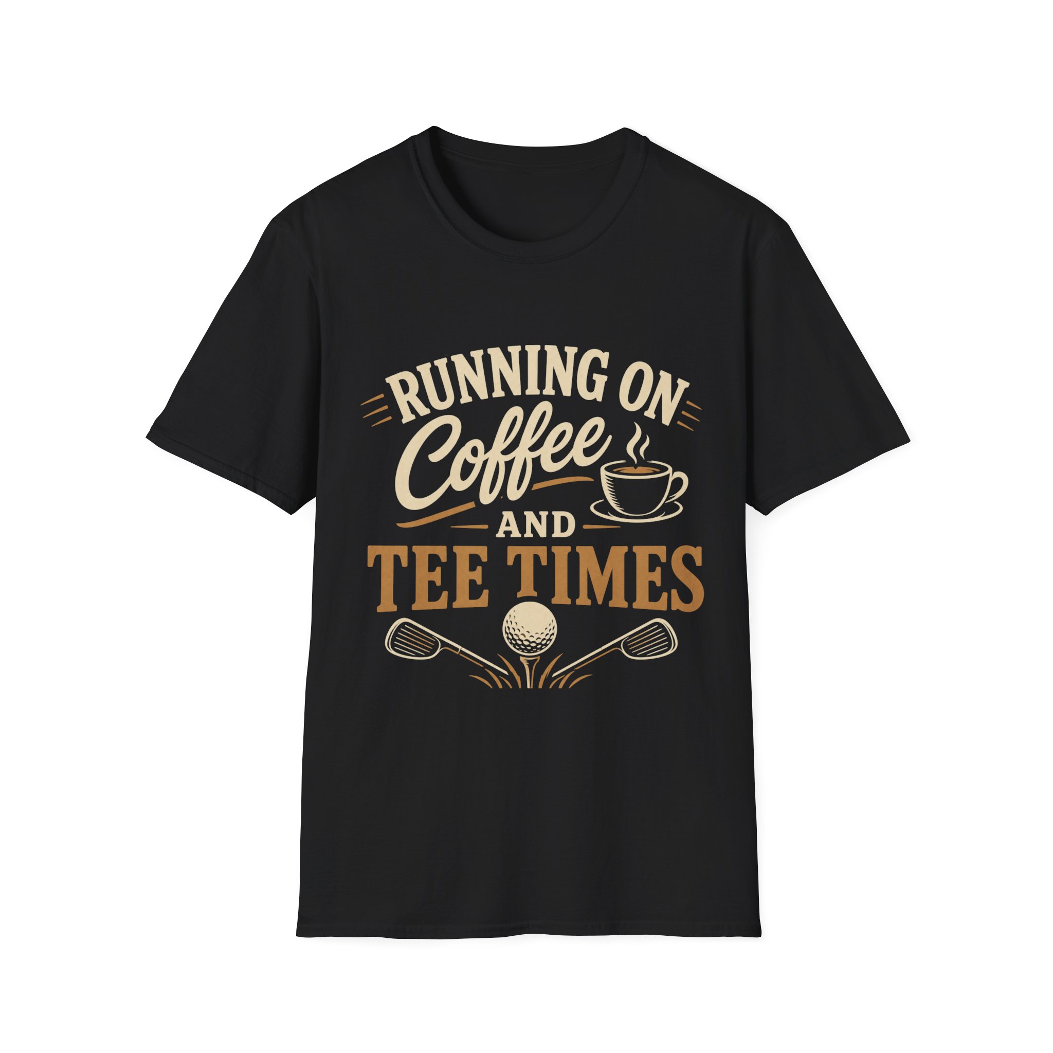 Running On Coffee And Tee Times Golf T-Shirt — Funny Golf Lover - Image 3