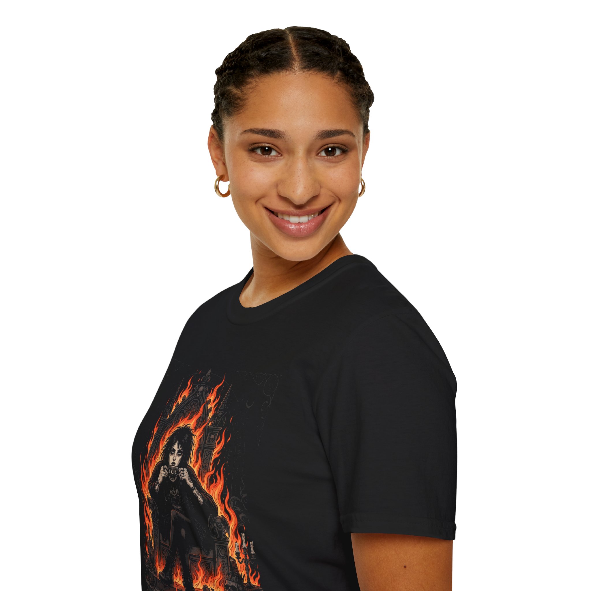 Flaming Guitarist Graphic T-Shirt — "Fueled by Rage" Rock Band Tee - Image 11