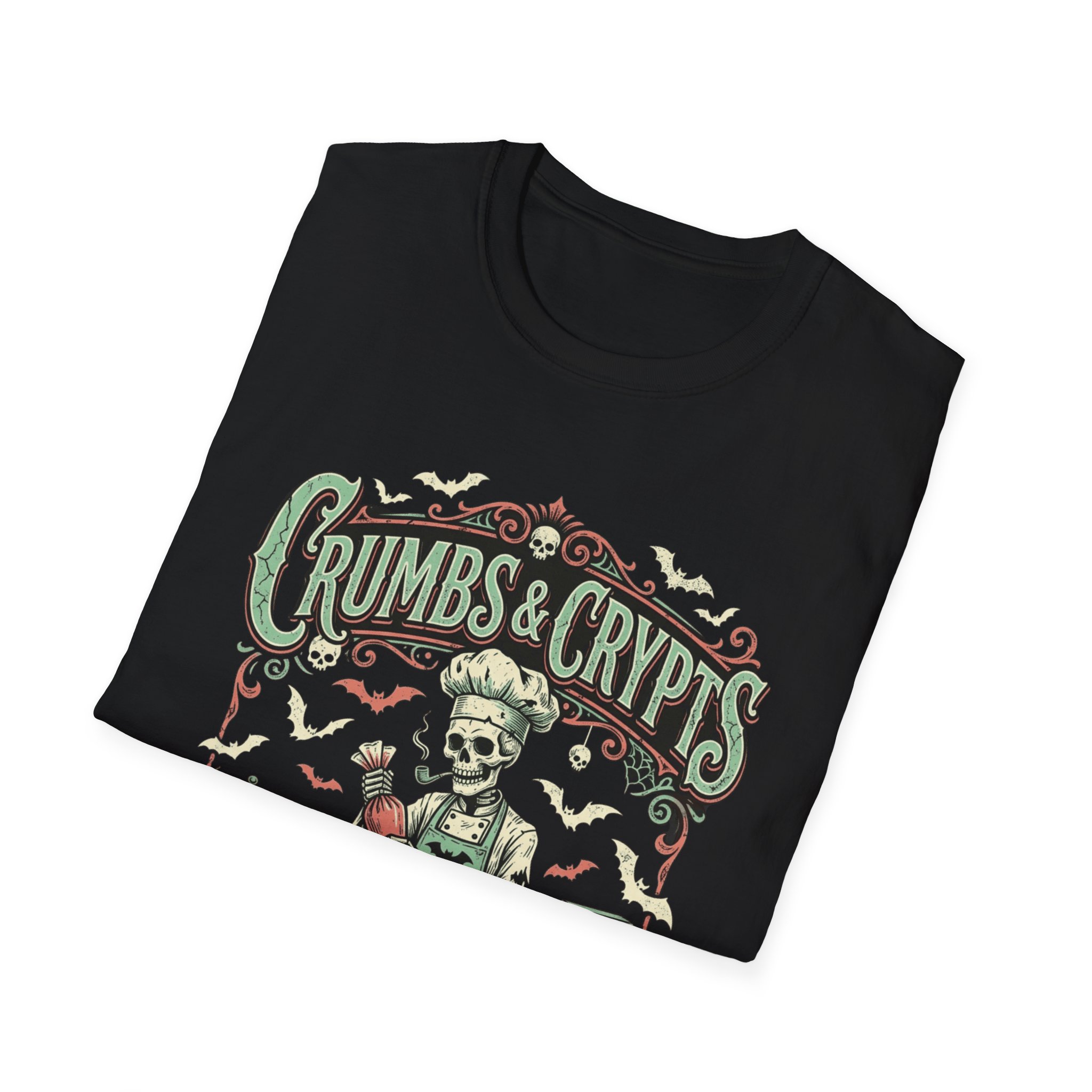Crumbs & Crypts Skeleton Baker T-Shirt — Gothic Halloween Baking Tee - Image 6