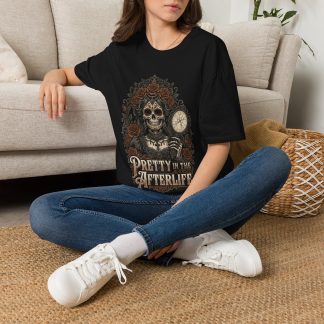 Pretty in the Afterlife Skull T-Shirt — Gothic Day of the Dead Fashion