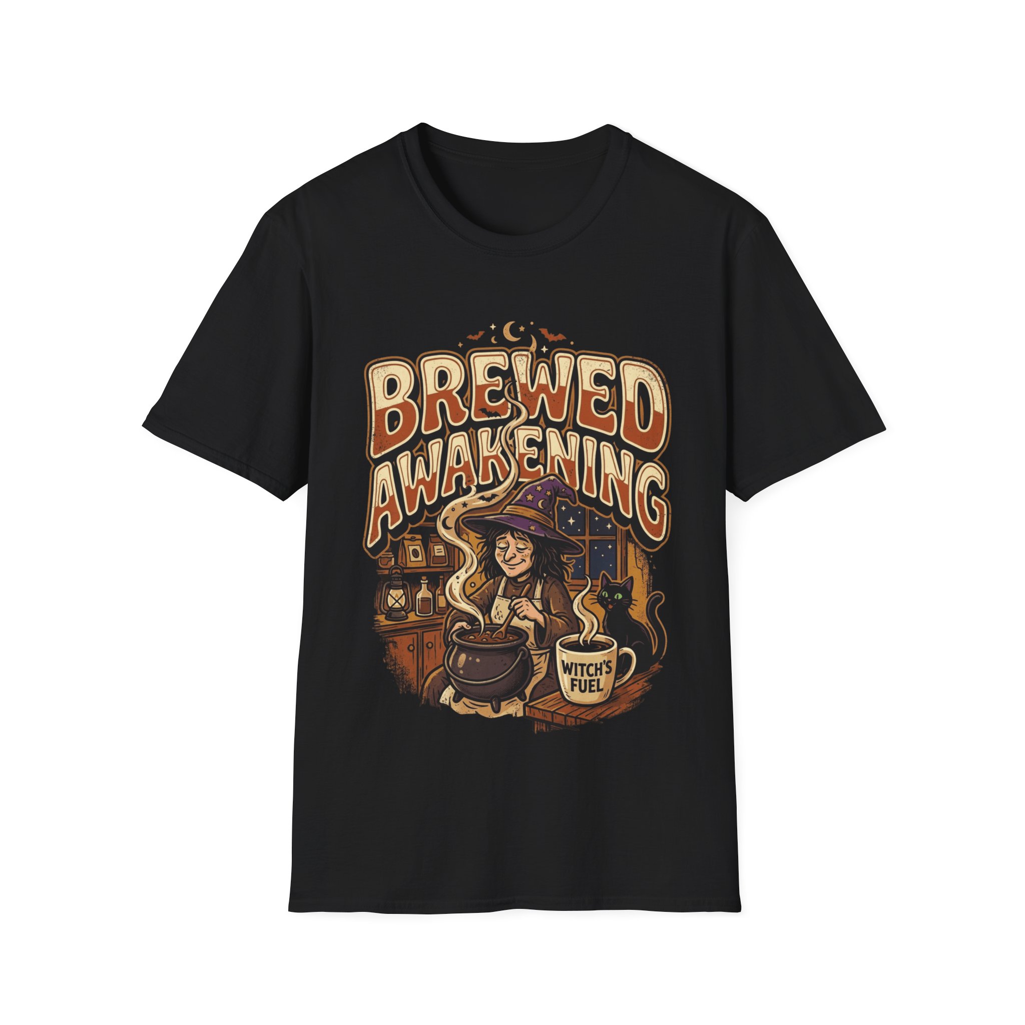 Brewed Awakening T-Shirt — Witchy Coffee Lover Graphic Tee - Image 3